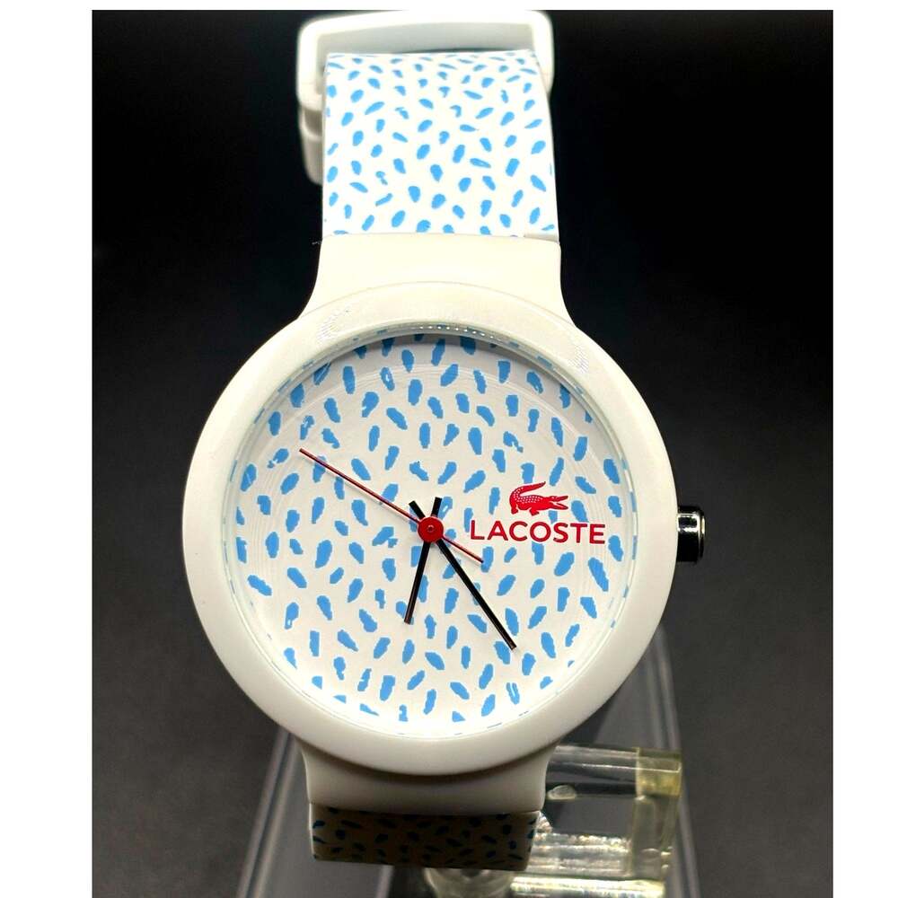 Lacoste Goa 2020096 White Blue Print 40mm Quartz Watch Unisex